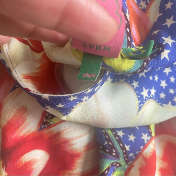 Farm Rio Blue White Star Floral Mini Dress Sz PP - Picture 7 of 7